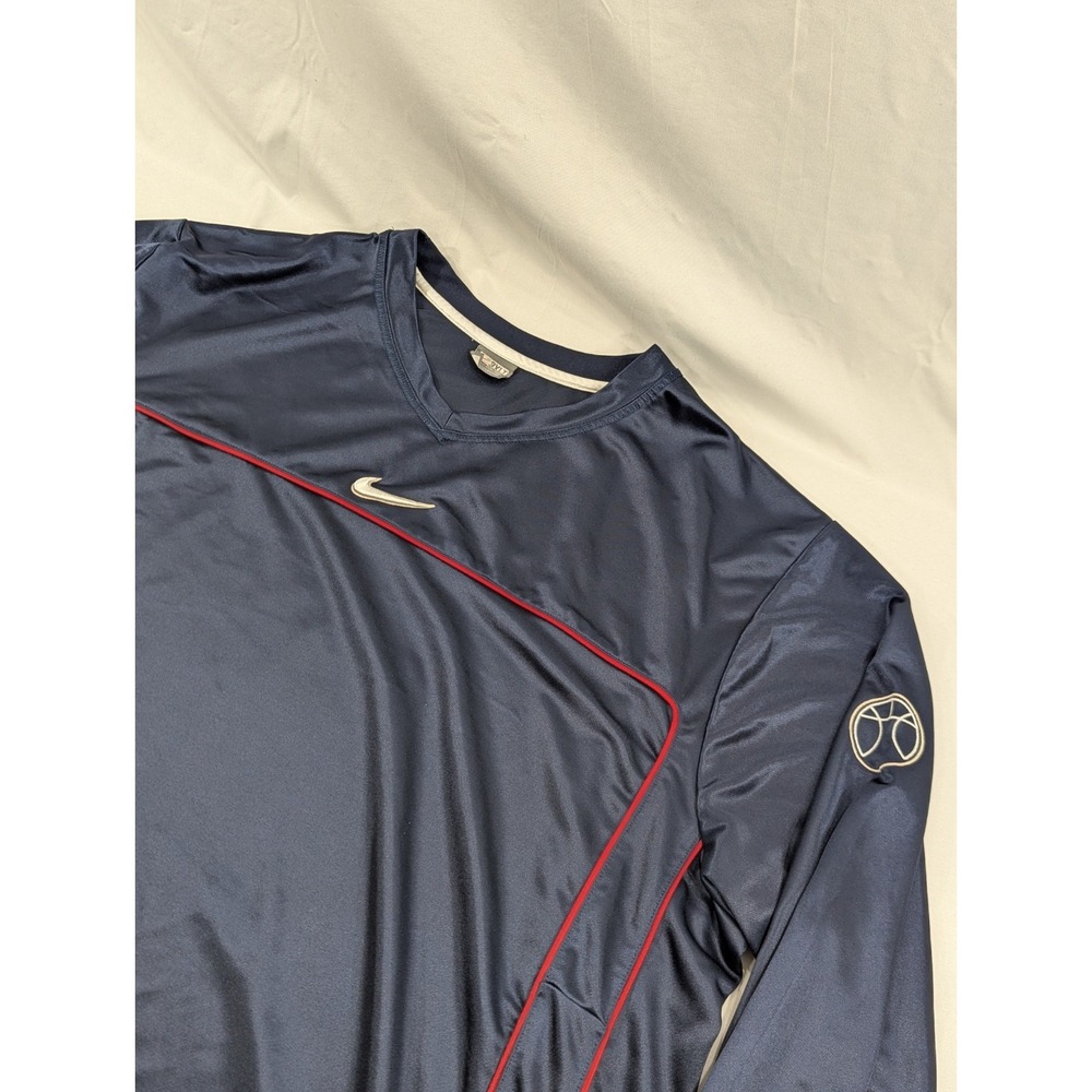 Rare Vintage Nike Shirt Mens 3XLT Blue Red pipe Long‎ Sleeve Basketball Pullover